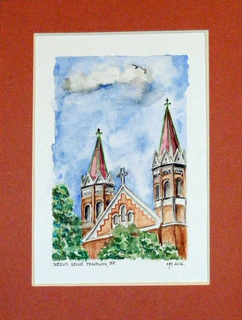 akvarellek - Budapest, Józsefváros, Jézus Szíve templom