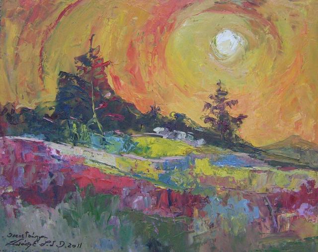festmények, rajzok - Naplemente az ormon