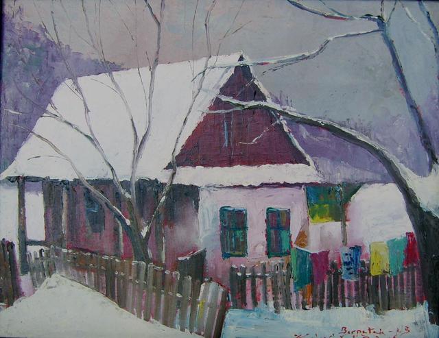 festmények, rajzok - Borpataki ház télen