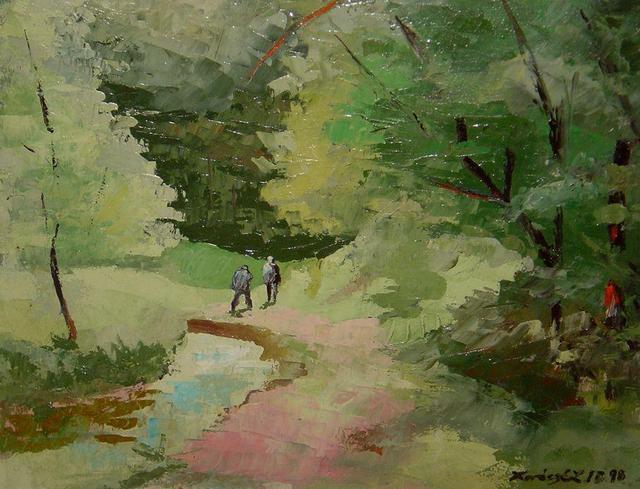 festmények, rajzok - Erdei séta