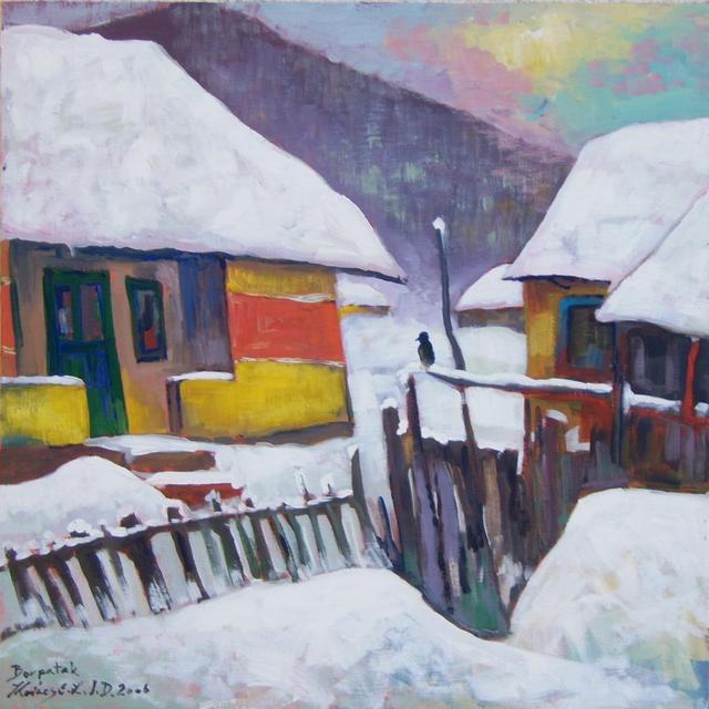 festmények, rajzok - Hó alatt-Borpatak