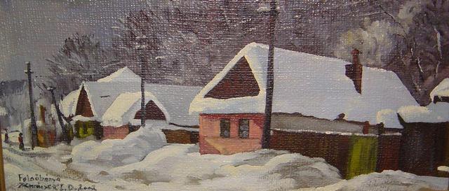 festmények, rajzok - Nagy hó Felsőbányán