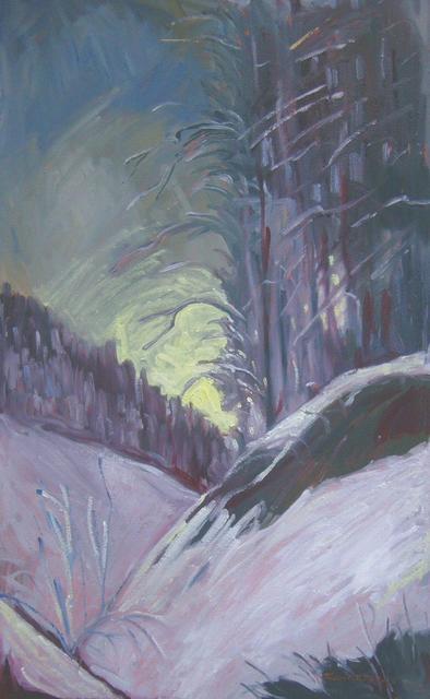 festmények, rajzok - Téli napnyugta