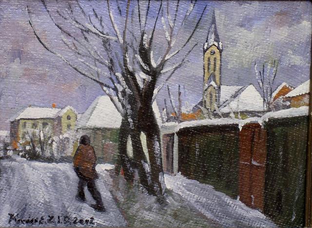 festmények, rajzok - Téli utca (SZ)