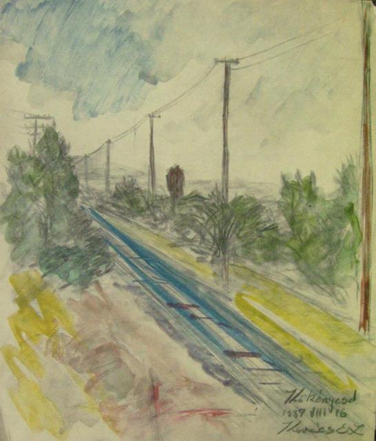 festmények, rajzok - Vasút mentén