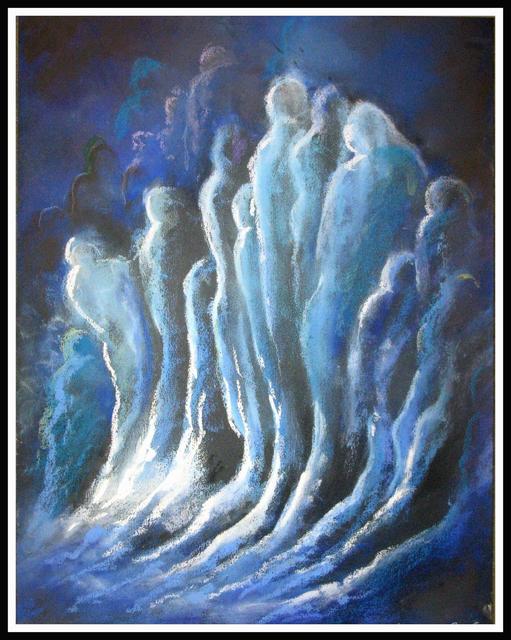 Festményeim - Kék szinfonia - pasztell 50x35cm