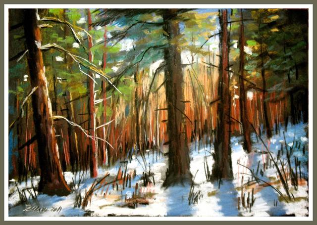 Festményeim - Erdő mélyén ( tél )- pasztell