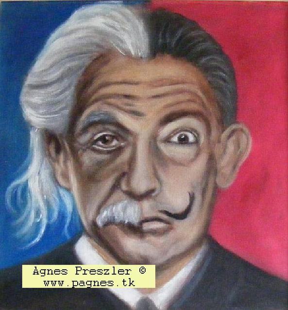 Preszler Ágnes festmények - Dupla zsenii (Einstein és Dali) - akril