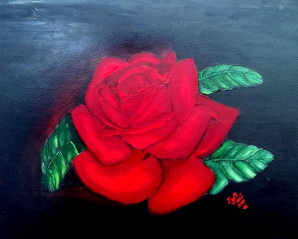 Festményeim - Egy szál vörös rózsa 16