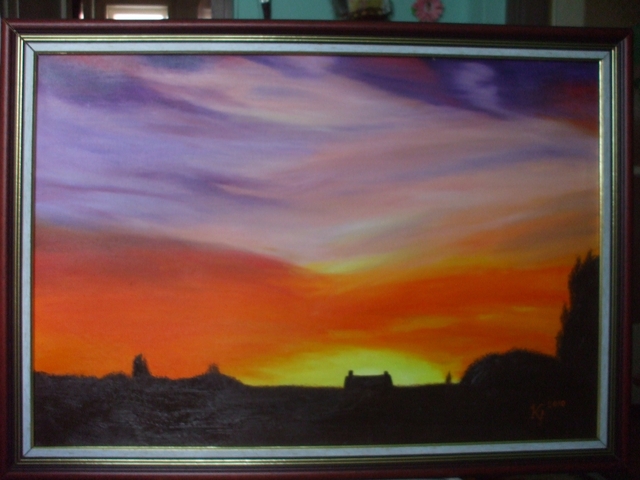 Festményeim - Alkonyat olaj, vászon 47x69 eladó