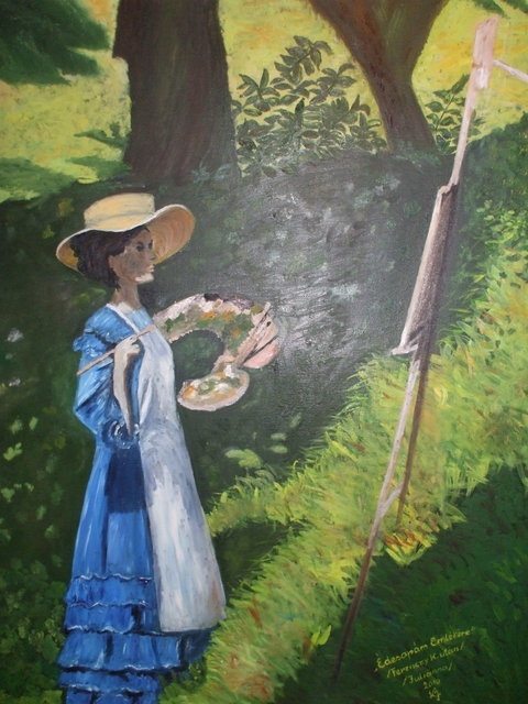 Festményeim - Festőnő olaj, vászon 73x96 magántul.