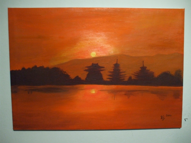 Festményeim - Távolkeleti naplemente 42x60 olaj, vászon eladó