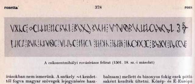 A Magyar Néprajzi Lexikonban látható fejreállított rovásszöveg