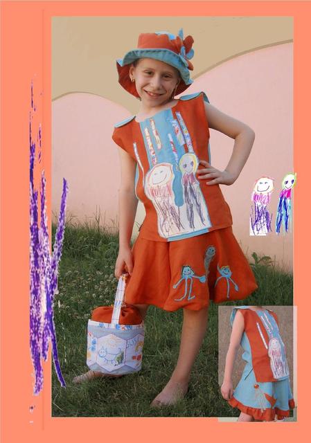 Ruhák, táskák, tervek - Lányka ruha-kifordítható szoknyával