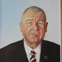 Shihan Furkó Kálmán . portré, 60 x50 cm. olaj, falemez.