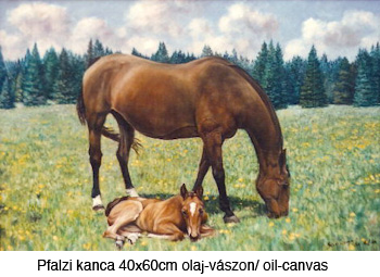 Festményeim: lovas képek - Pfalzi kanca és csikója