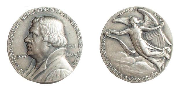 Plakettek, érmék a múltból... - Emlékérem Luther Márton 400 éves bibliafordításának emlékére 1934-ből