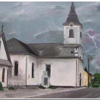 Dunaszetbenedeki református templom  nyári vihar