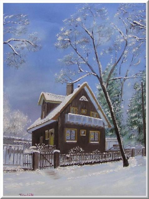 festészet - barátom háza télen