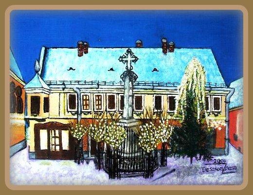 Szentendrei festmények - A Főtér karácsony éjjel