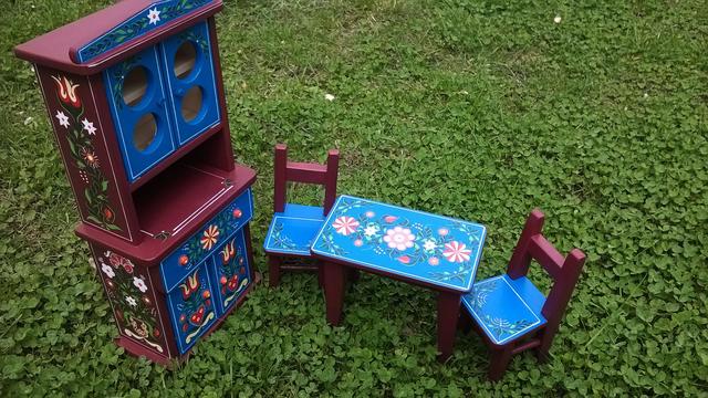 Székely Népi festett bútorok - Festett gyerek játék bútor (Konyhai)