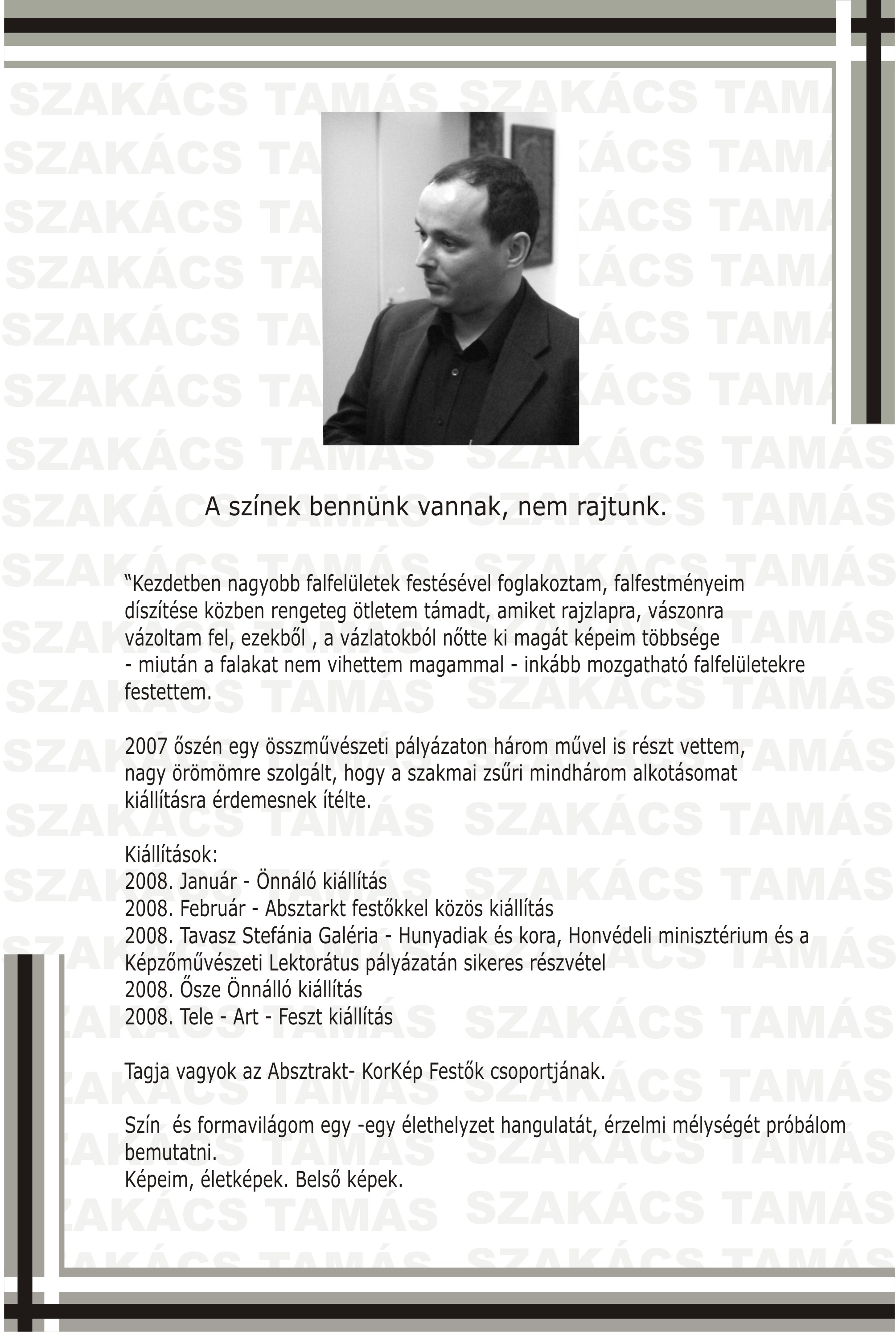 Szakacs Tamas Katalogus Oneletrajz Magyar Kepzomuveszeti Galeria