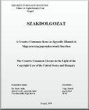A Creative Commons licenc az Egyesült Államok és Magyarország jogrendszerének fényében