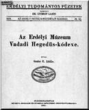 Az Erdélyi Múzeum Vadadi Hegedűs-kódexe