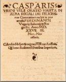Oratio habita in Alba Regali die ... coronationis ... Ferdinandi Ungariae ... regis ... anno 1527.