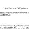 Móricz János Ekvádori külügyminisztérium levelének a Magyar fordítása: