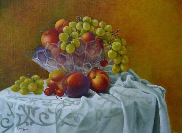 Festmények - Asztalom kerti gyümölcsökkel