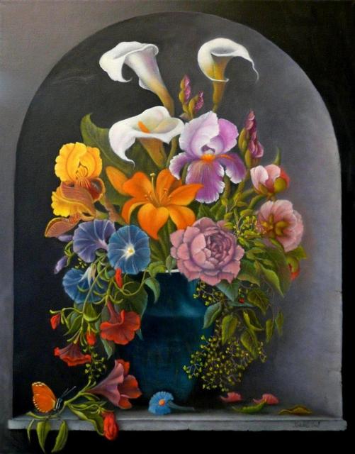 Festmények - Virágcsendélet pillangóval