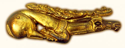 A tápiószentmártoni aranyszarvas. (kb. Kr. e. 6–5. század)